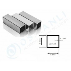 Alüminyum Kutu Profil 15mm X 15mm Et Kalınlık 1.1mm
